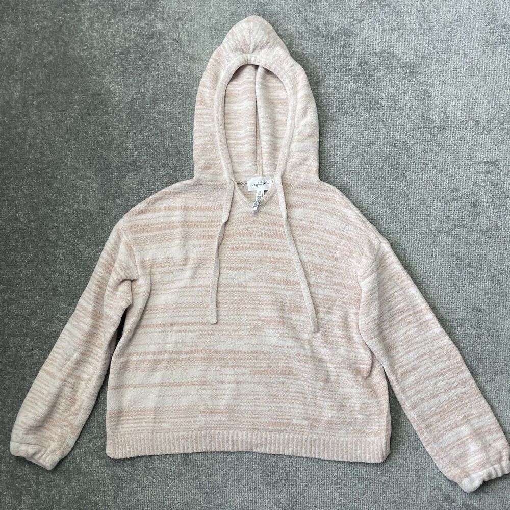 Soma Wknd Sweater Womens Small Peach Cropped Hooded Casual Fuzzy Cozy Comfort